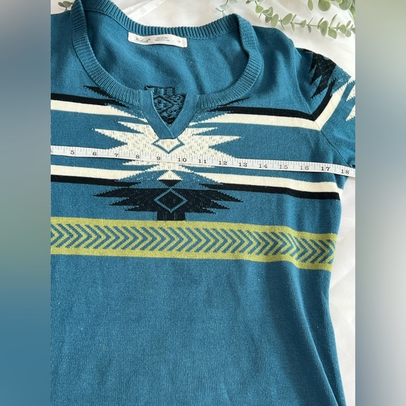 Woolrich Southwestern Sweater Womens Small Blue Pullover Tunic V Neck - Picture 8 of 10